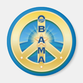 Aimant Obama GoldStar Magnet, rond sur bleu