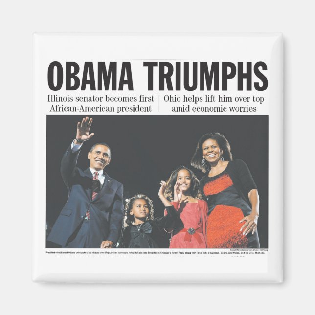 Aimant Obama triomphe l'aimant (Devant)