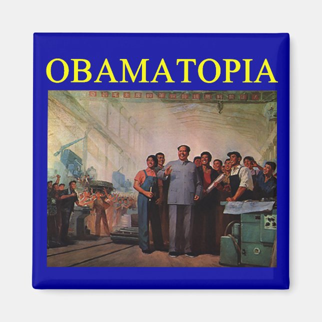 Aimant OBAMATOPIA anti obama design (Devant)
