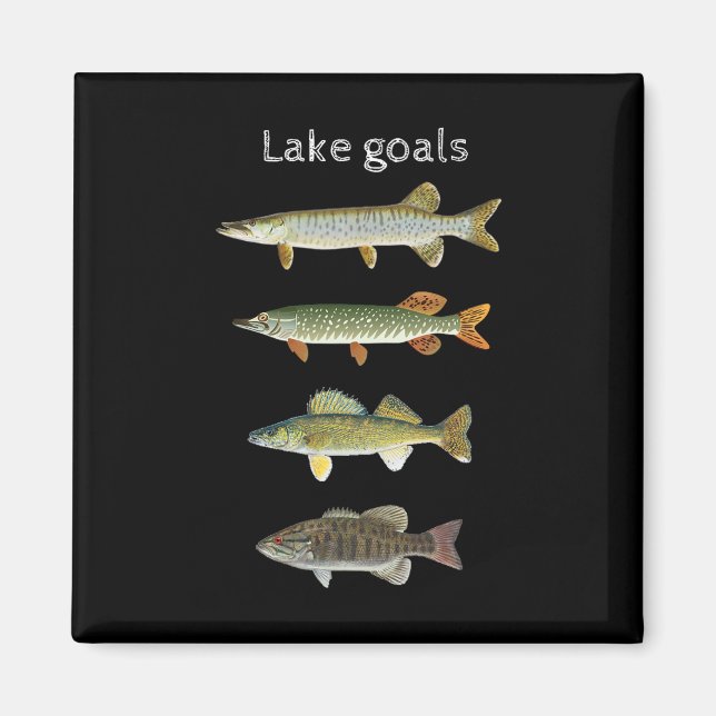 Aimant Objectifs de pêche dans le lac Musky Pike Walleye  (Devant)