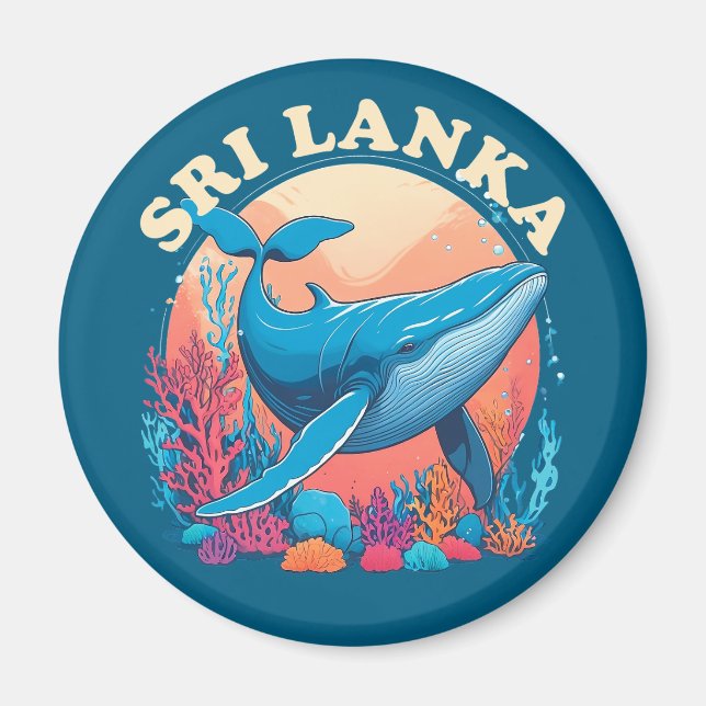 Aimant Observation de baleines bleues au Sri Lanka (Devant)