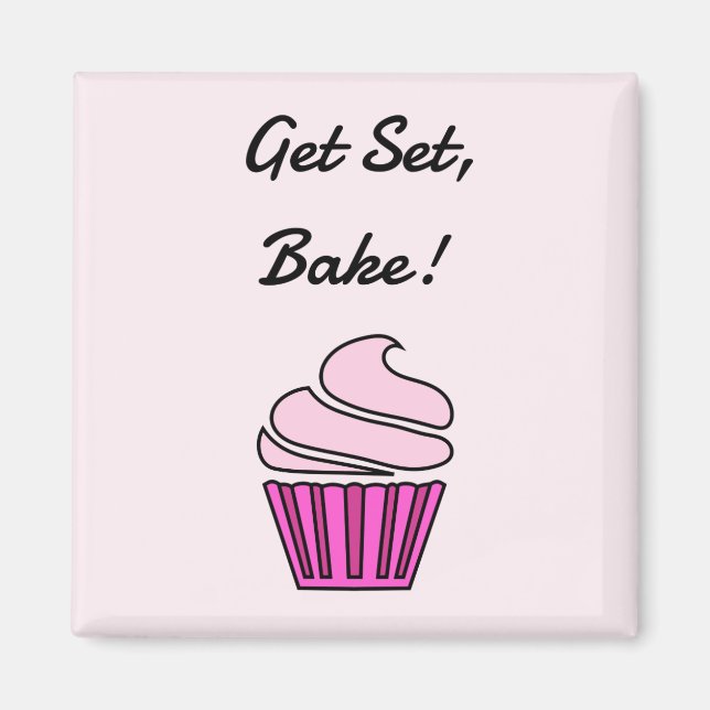 Aimant Obtenez set bake rose cupcake (Devant)