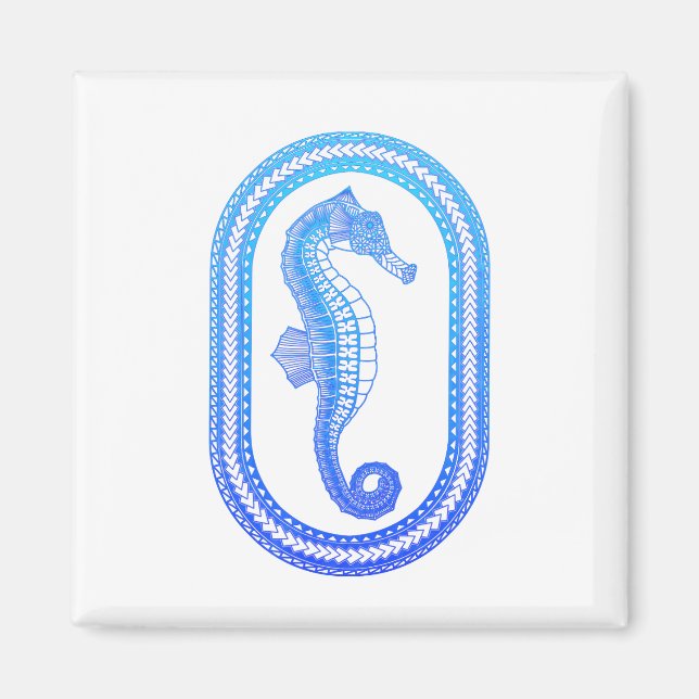 Aimant Ocean Blue Tribal Seahorse (Devant)