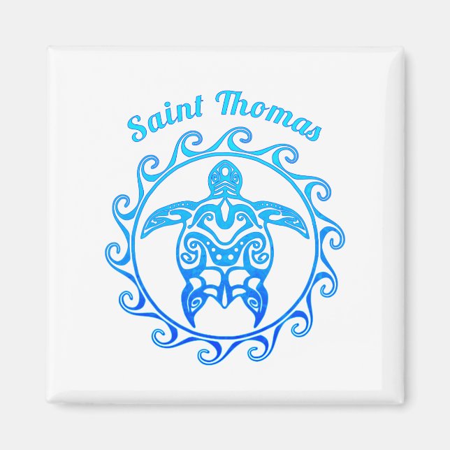 Aimant Ocean Blue Tribal Turtle Saint Thomas (Devant)