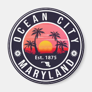 Aimant Ocean City Maryland Retro Sunset Souvenirs 60s