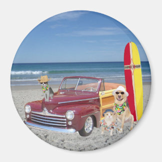 Aimant Océan/Plage/Surf/Bois