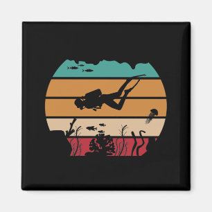 Aimant Ocean Scuba Diving Retro Diver