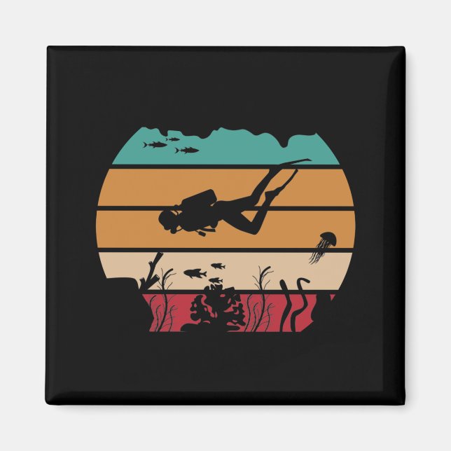 Aimant Ocean Scuba Diving Retro Diver (Devant)