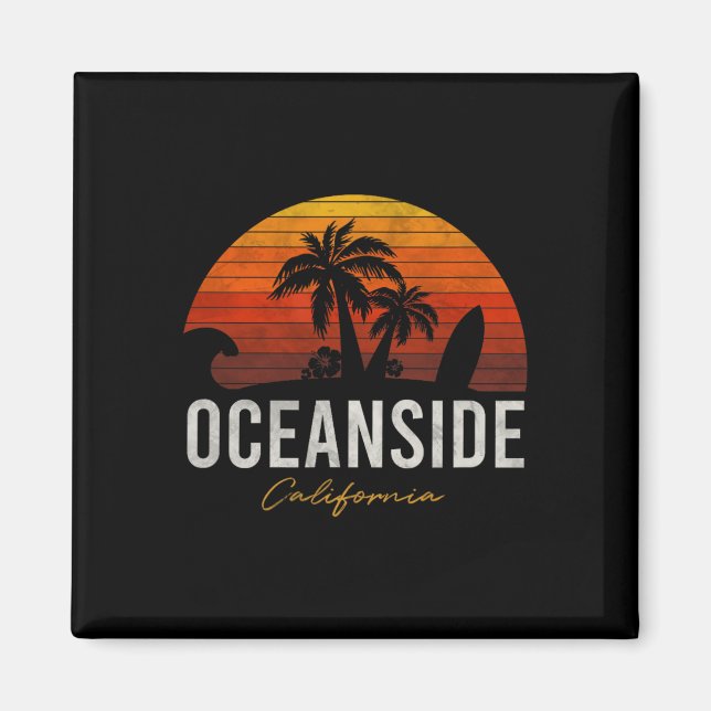 Aimant Oceanside Beach California Palms Vacation Surf Sun (Devant)