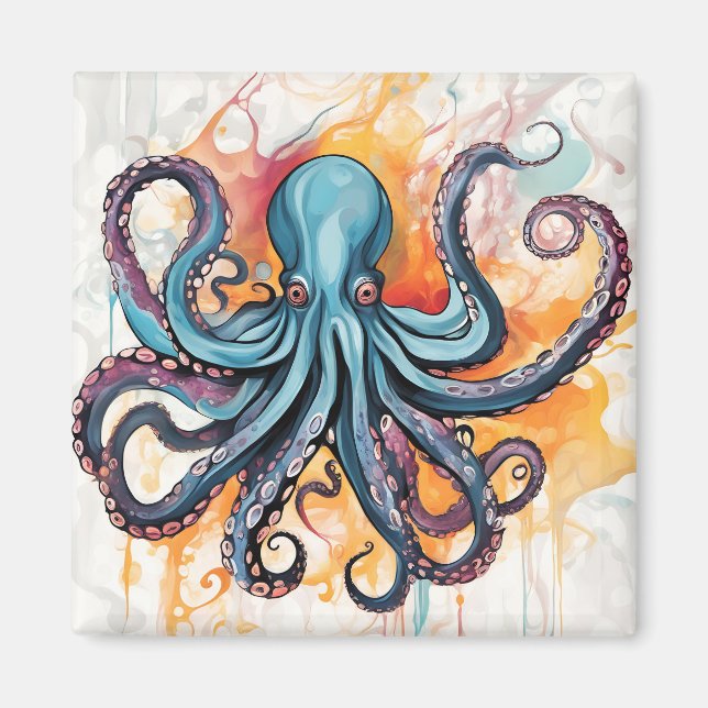 Aimant Octopus Abstrait coloré (Devant)