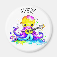 Octopus Personnalisé Jouer Guitare Psychédélique