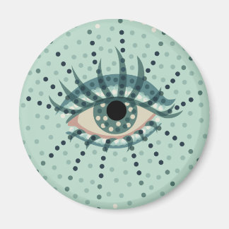 Aimant Oeil Bleu Étrange Avec Points Art Psychédélique Ab
