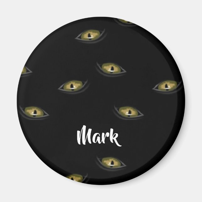 Aimant Oeil chat de nom personnalisé en noir (Devant)