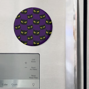 Aimant Oeil jaune de chat noir et violet motif Halloween