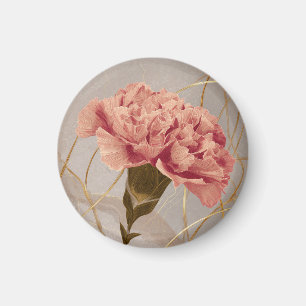 Aimant Œillet Rose Pâle Floral Or