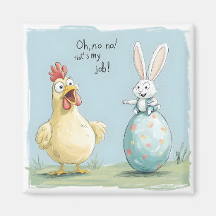 Aimant OEuf de poulet lapin en caricature Amusant Pâques