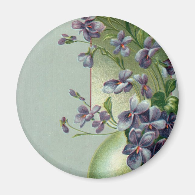 Aimant Oeuf vintage de Pâques aux fleurs violettes floris (Devant)