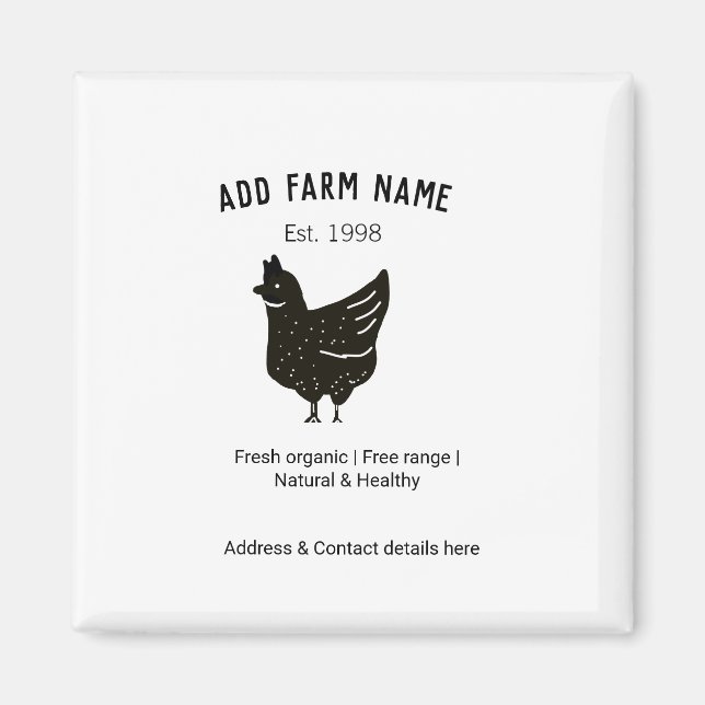 Aimant OEufs de poulet fermier ajouter nom année adresse  (Devant)