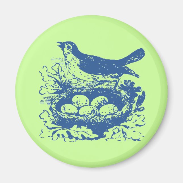 Aimant OEufs vintages et nid (Devant)