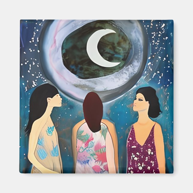 Aimant Oeuvre céleste | Les femmes regardent la lune (Devant)