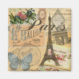 Aimant Oeuvre colorée Vintage voyage Paris France