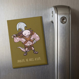 Aimant Œuvre d'art d'Axolotl avec un guerrier gladiateur