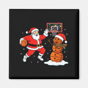 Aimant Œuvre d'art de Noël Santa jouant au basket-ball Bo