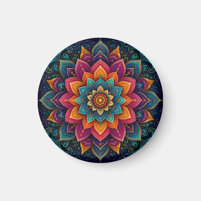 Aimant Œuvre d'art florale inspirée des mandalas (Devant)