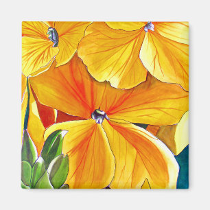 Aimant Œuvre d'art florale originale aquarelle de giroflé