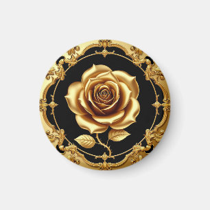 Aimant Œuvre d'art Rose Dorée avec Élément Décoratif Orné