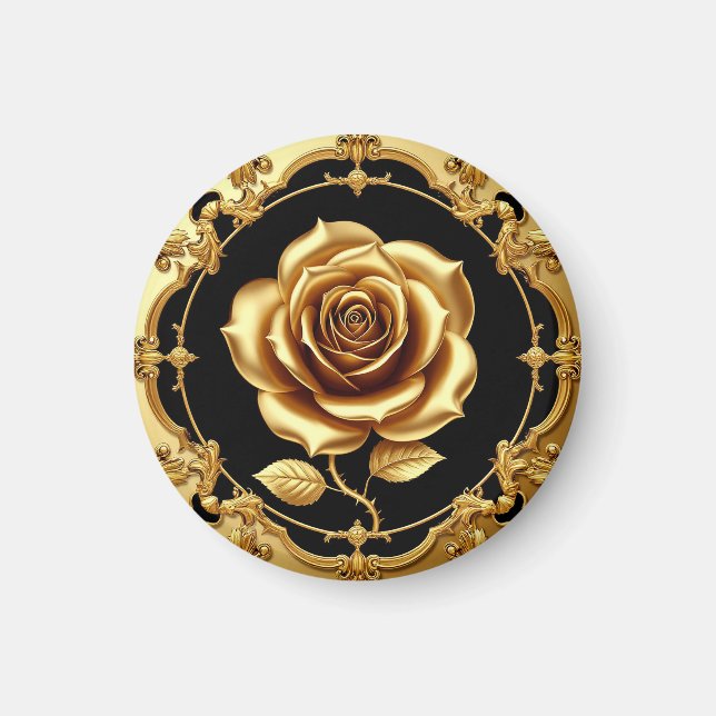 Aimant Œuvre d'art Rose Dorée avec Élément Décoratif Orné (Devant)