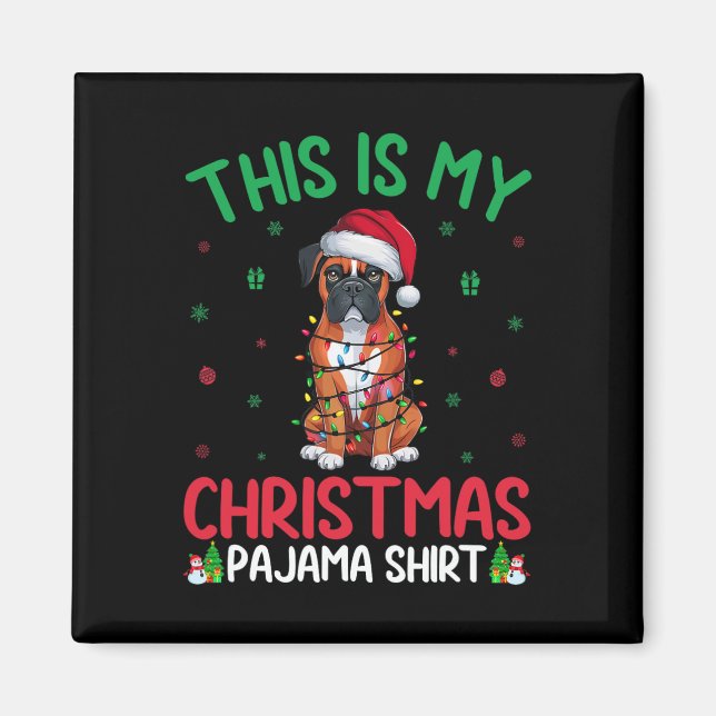 Aimant OEuvres d'arbre de Noël moche Père Noël Boxe Chien (Devant)