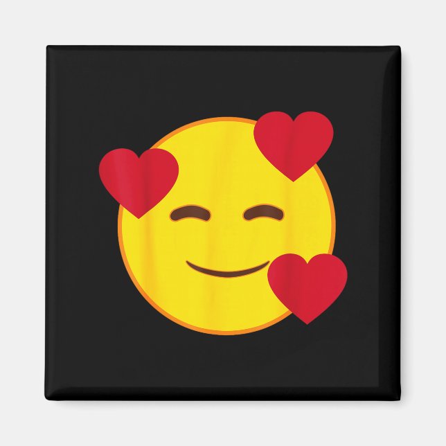 Aimant Official Emoji Floating Hearts Yellow Smile Face  (Devant)