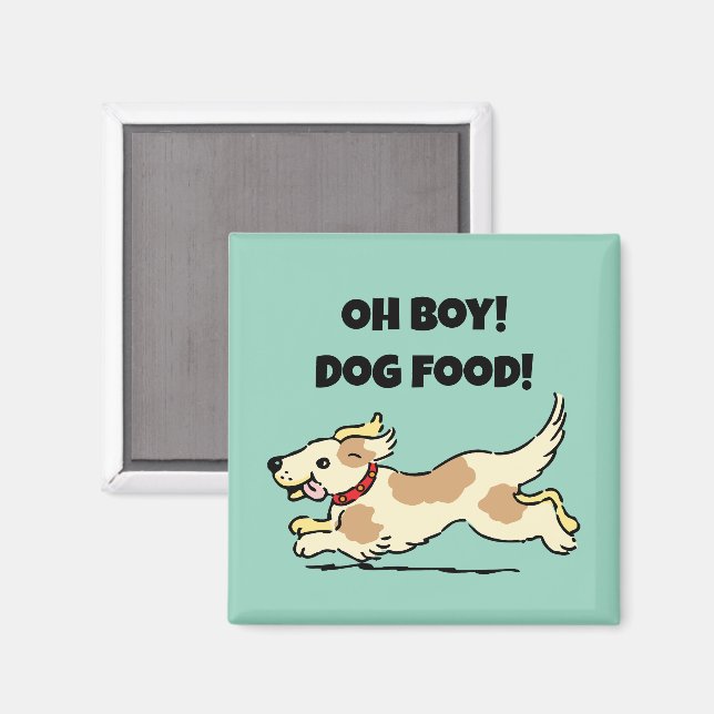 Aimant Oh Boy Chien Nourriture Affamé Chiot Illustration  (Recto/Verso)
