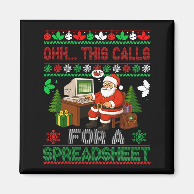 Aimant Oh ceci nécessite un pull de Noël de tableur  (Devant)