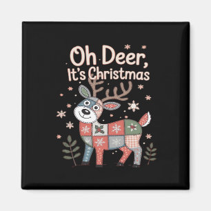Aimant Oh Cerf C'est Noël Petits Carrés Patchwork