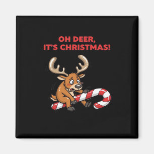 Aimant Oh cerf c'est Noël Stressé Renne Avec Des Friandis