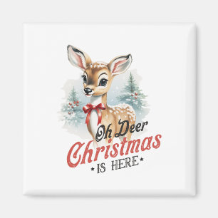 Aimant Oh Cerf Noël Est Ici Mignon Mbi Animal Vintage 