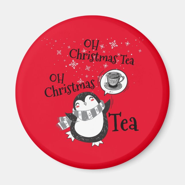 Aimant Oh Christmas Tea Penguin Lover - Boisson de thé (Devant)