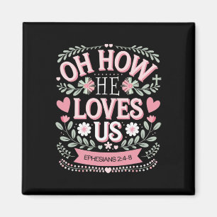Aimant Oh combien il nous aime Boho Saint-Valentin Fleur