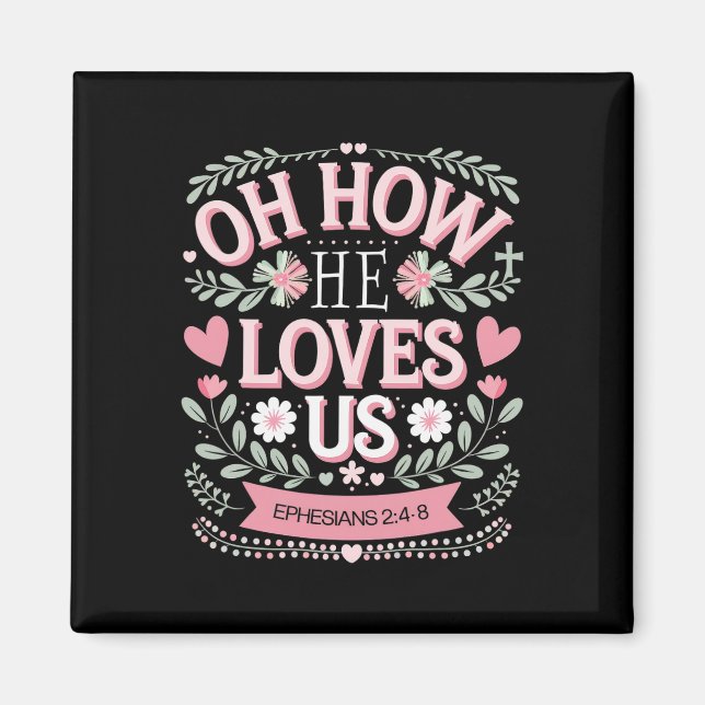 Aimant Oh combien il nous aime Boho Saint-Valentin Fleur  (Devant)