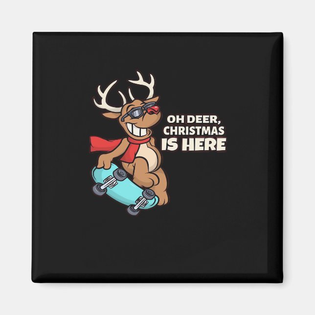 Aimant Oh Deer Christmas Celebration Holiday Design  (Devant)