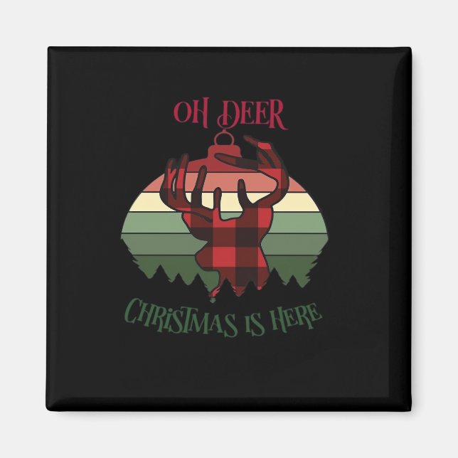 Aimant Oh Deer Christmas Is Here Joyful Aesthetic  (Devant)