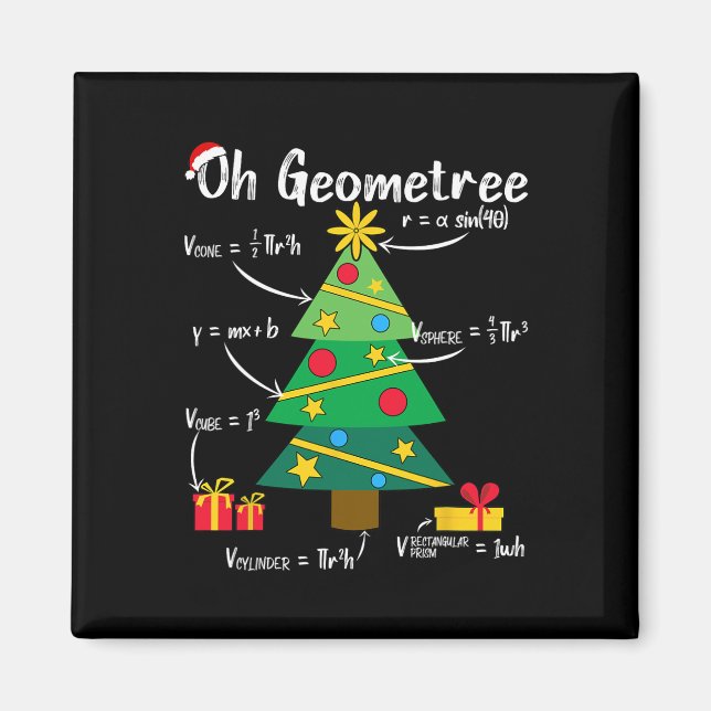 Aimant Oh geometree fun noël arbre géométrie mathématique (Devant)