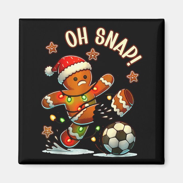 Aimant Oh Snap Gingerbread Soccer Xmas Light Holiday  (Devant)