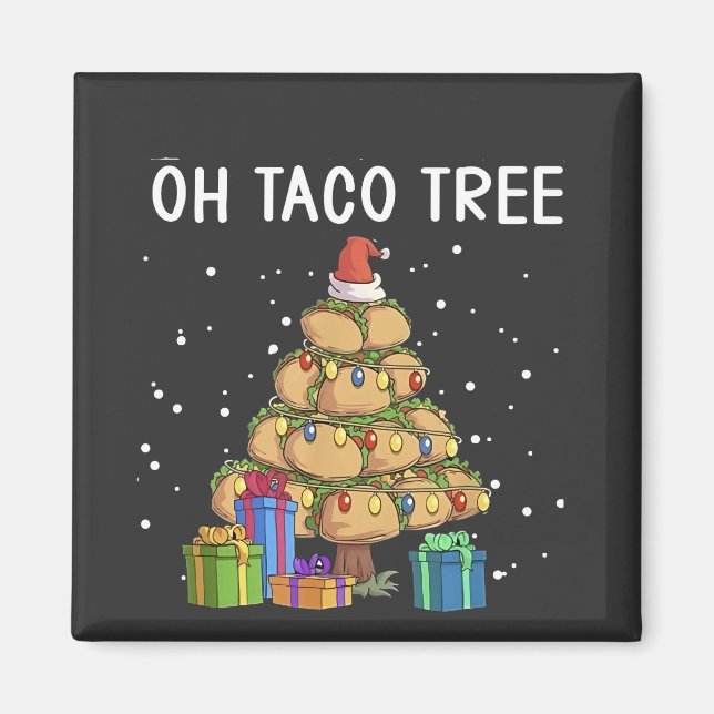 Aimant Oh Taco Tree Drôle Nourriture Mexicaine Laide Noël (Devant)
