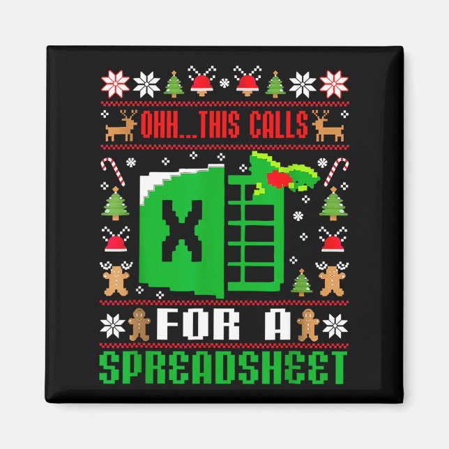 Aimant Oh This Calls For A Spreadsheet Christmas Sweater  (Devant)