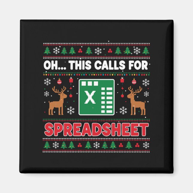 Aimant Oh This Calls For A Spreadsheet Christmas Sweater  (Devant)