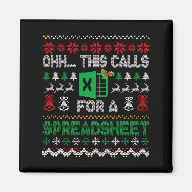Aimant Oh This Calls For A Spreadsheet Ugly Christmas Swe (Devant)