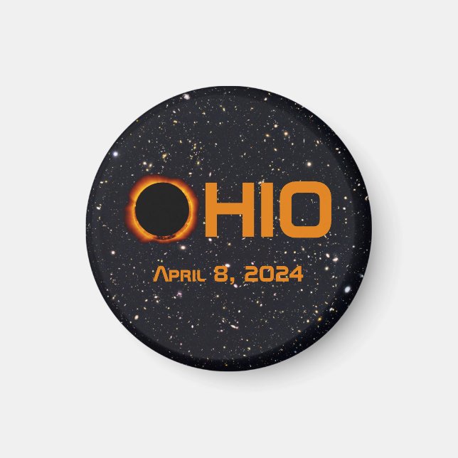 Aimant Ohio 2024 Total Éclipse Solaire (Devant)